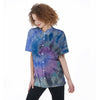 Black And Blue Tie Dye Women's Short Sleeve Shirts-grizzshop