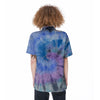 Black And Blue Tie Dye Women's Short Sleeve Shirts-grizzshop