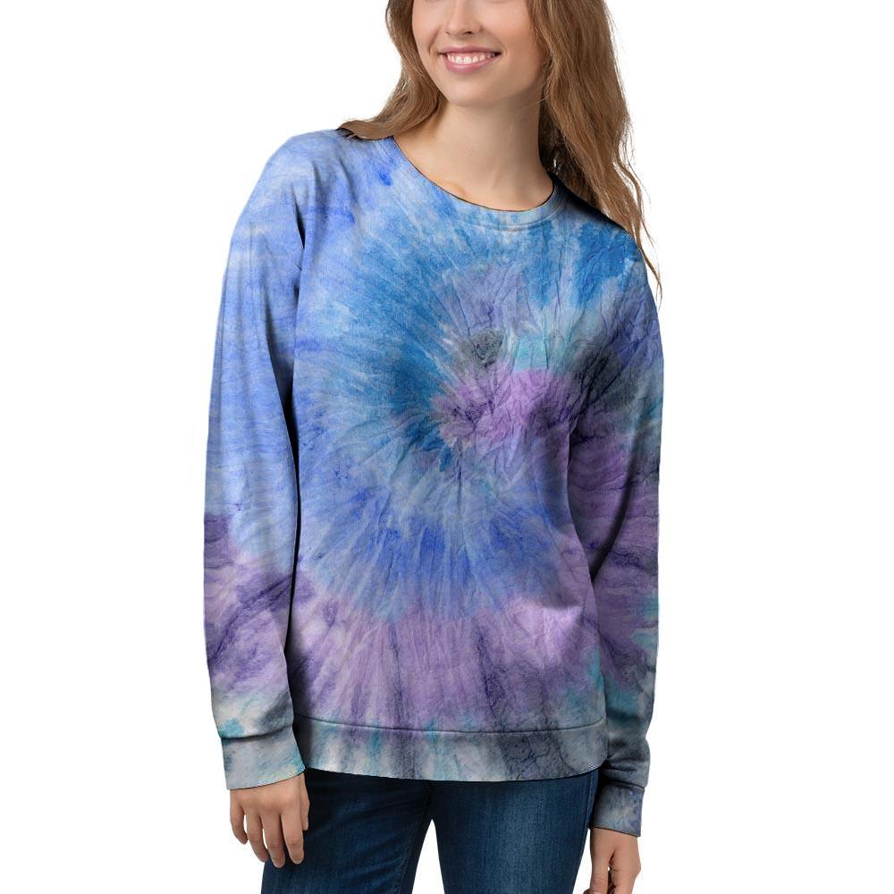 Black And Blue Tie Dye Women's Sweatshirt-grizzshop