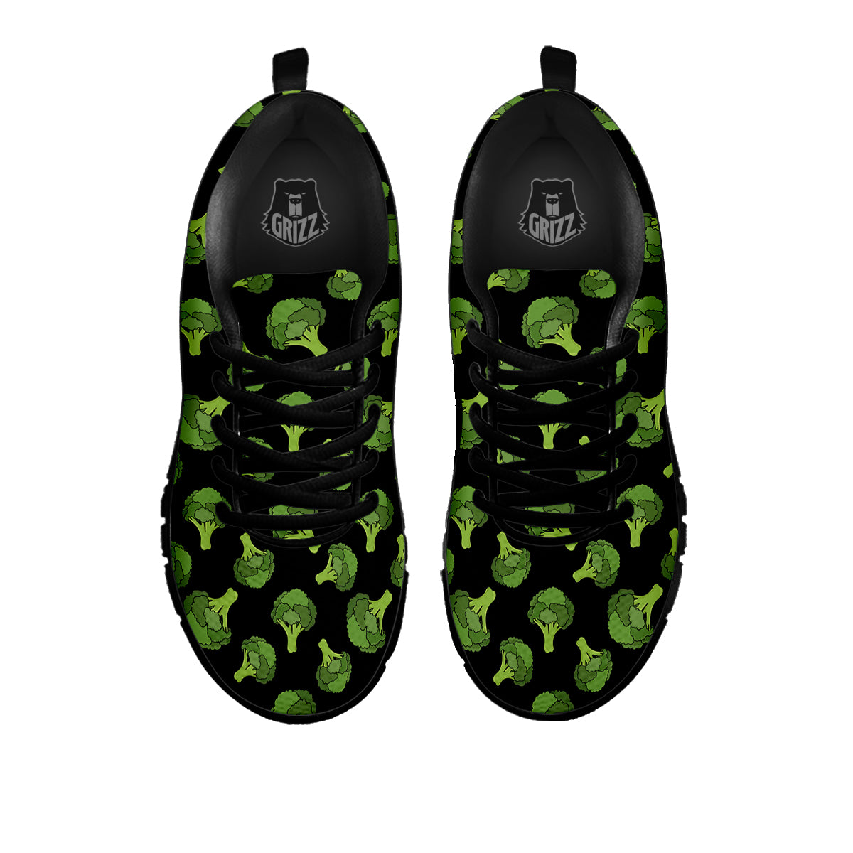 Black And Broccoli Print Pattern Black Sneaker-grizzshop