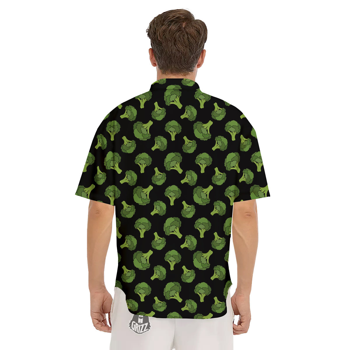 Black And Broccoli Print Pattern Men's Short Sleeve Shirts-grizzshop