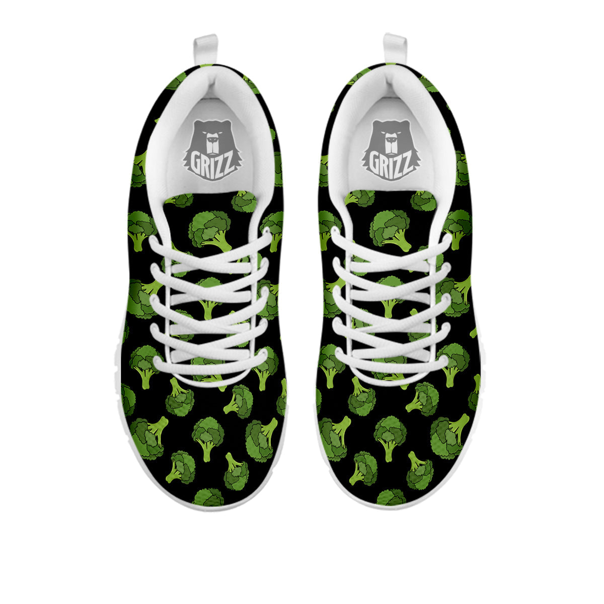 Black And Broccoli Print Pattern White Sneaker-grizzshop
