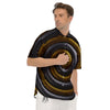 Black And Gold Twisted Snakes Print Men's Short Sleeve Shirts-grizzshop