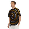 Black And Gold Twisted Snakes Print Men's Short Sleeve Shirts-grizzshop