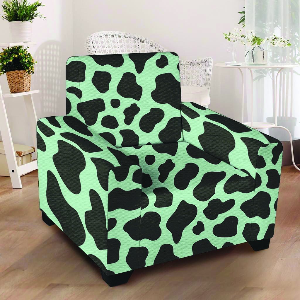 Black And Green Cow Print Armchair Cover-grizzshop