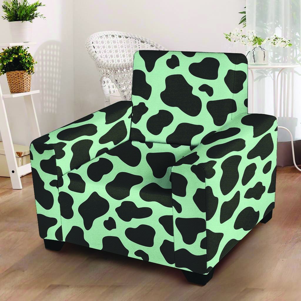 Black And Green Cow Print Armchair Cover-grizzshop