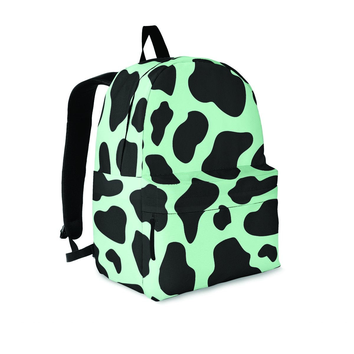 Black And Green Cow Print Backpack-grizzshop