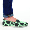 Black And Green Cow Print Canvas Shoes-grizzshop