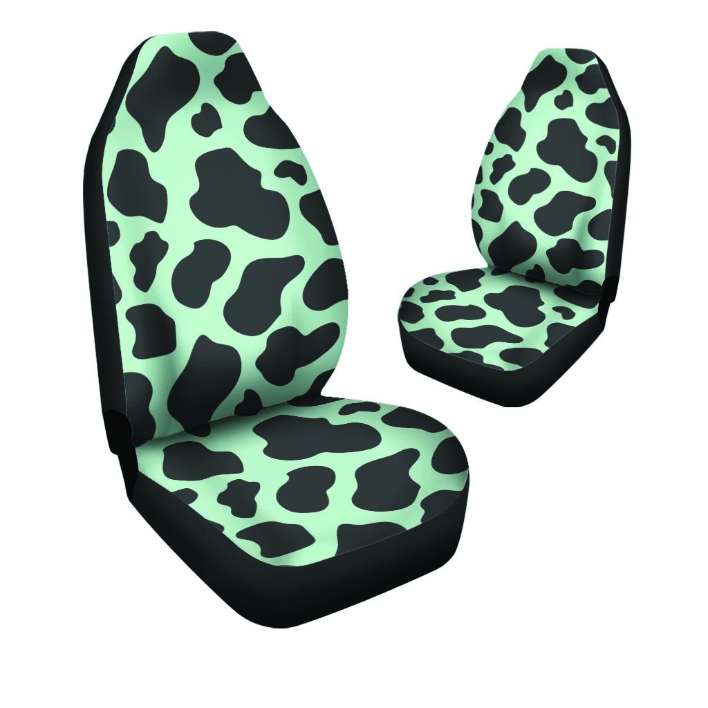 Black And Green Cow Print Car Seat Covers-grizzshop