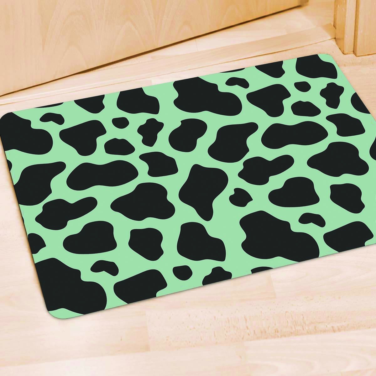 Black And Green Cow Print Door Mat-grizzshop