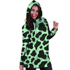 Black And Green Cow Print Hoodie Dress-grizzshop