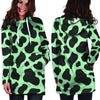 Black And Green Cow Print Hoodie Dress-grizzshop