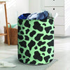 Black And Green Cow Print Laundry Basket-grizzshop