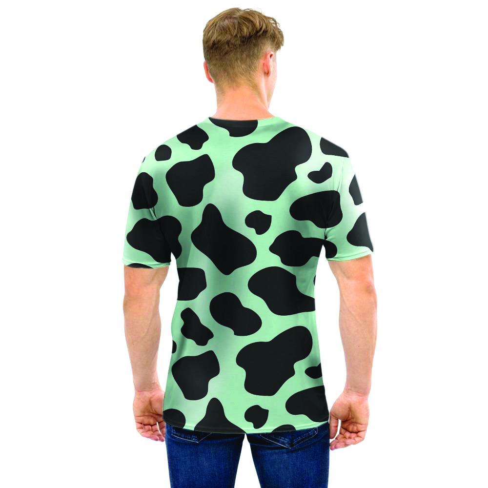 Black And Green Cow Print Men T Shirt-grizzshop