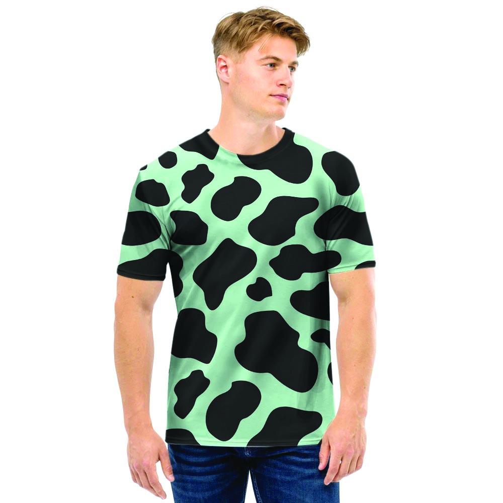 Black And Green Cow Print Men T Shirt-grizzshop