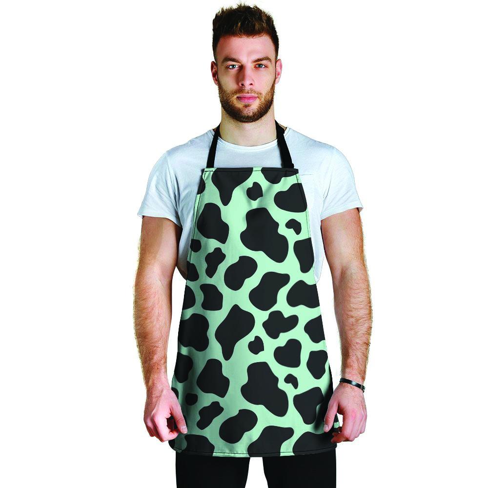 Black And Green Cow Print Men's Apron-grizzshop