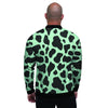 Black And Green Cow Print Men's Bomber Jacket-grizzshop