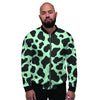 Black And Green Cow Print Men's Bomber Jacket-grizzshop