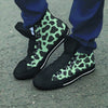 Black And Green Cow Print Men's High Top Shoes-grizzshop