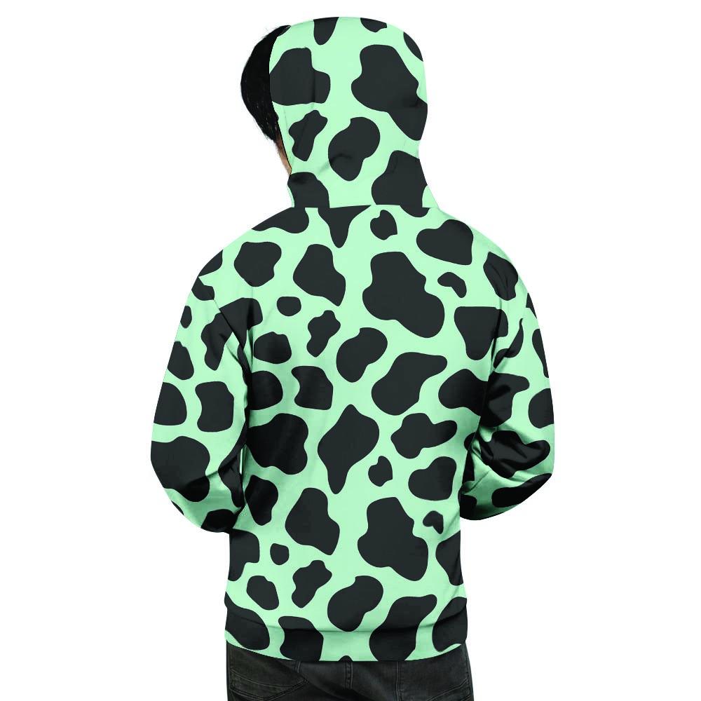 Black And Green Cow Print Men's Hoodie-grizzshop