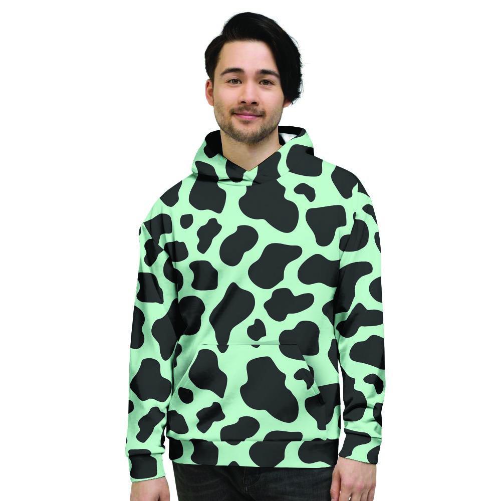 Black And Green Cow Print Men's Hoodie-grizzshop