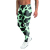 Black And Green Cow Print Men's Leggings-grizzshop