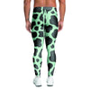 Black And Green Cow Print Men's Leggings-grizzshop