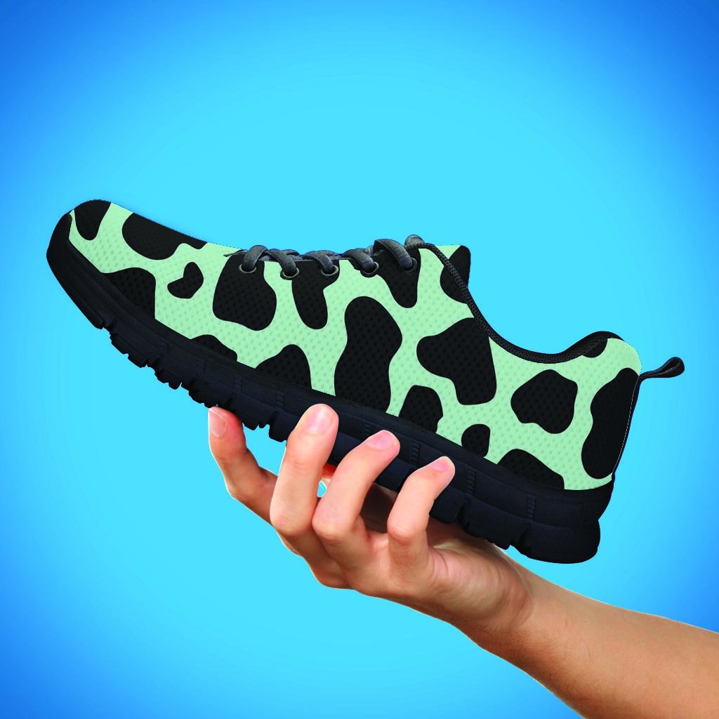 Black And Green Cow Print Men's Sneakers-grizzshop