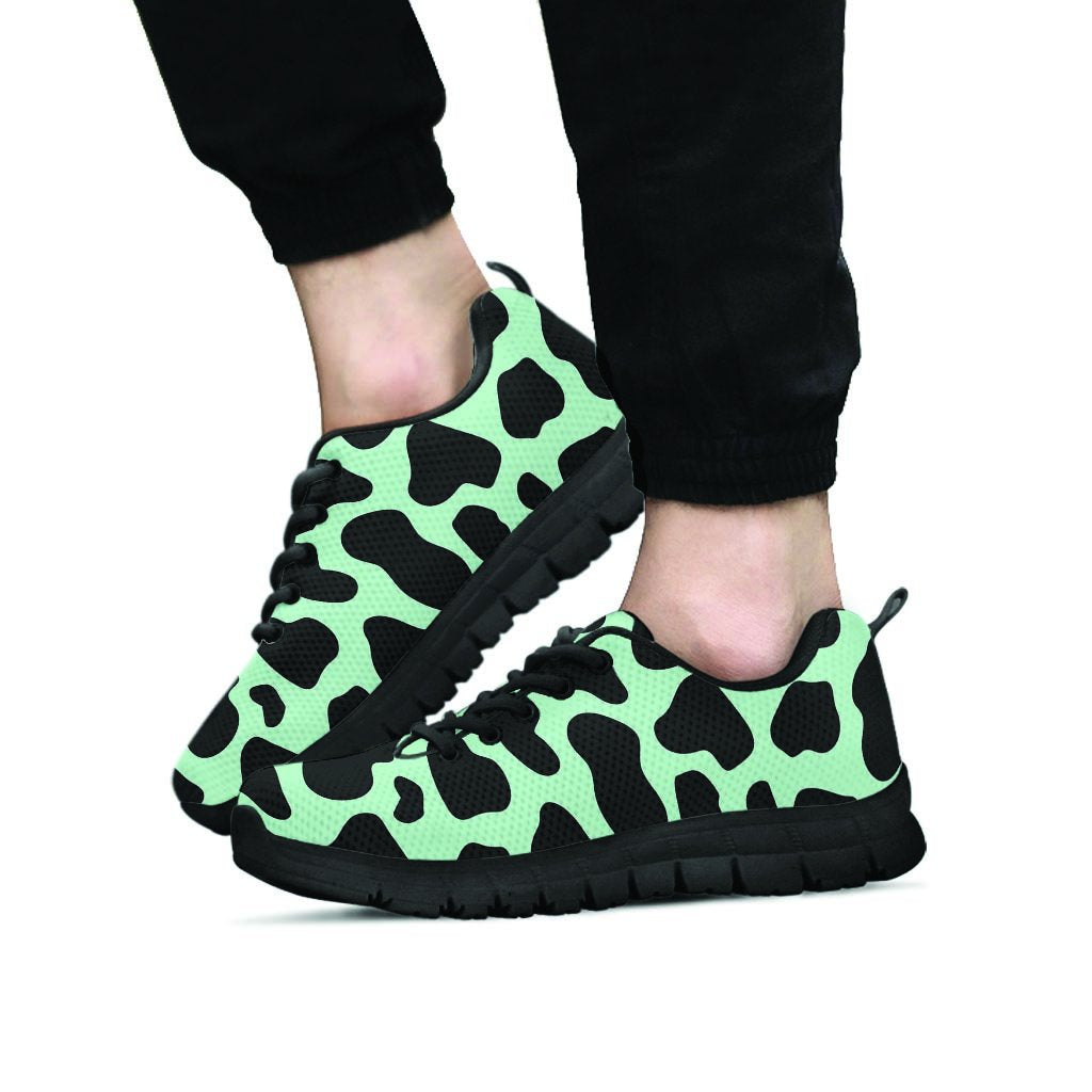 Black And Green Cow Print Men's Sneakers-grizzshop