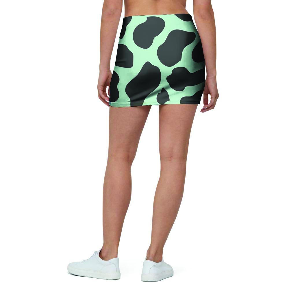 Black And Green Cow Print Mini Skirt-grizzshop