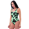 Black And Green Cow Print One Piece Swimsuite-grizzshop