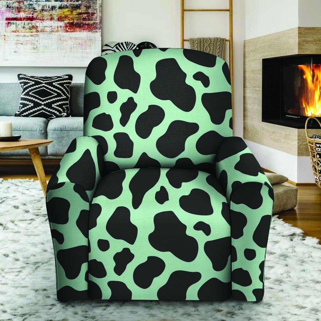 Black And Green Cow Print Recliner Cover-grizzshop