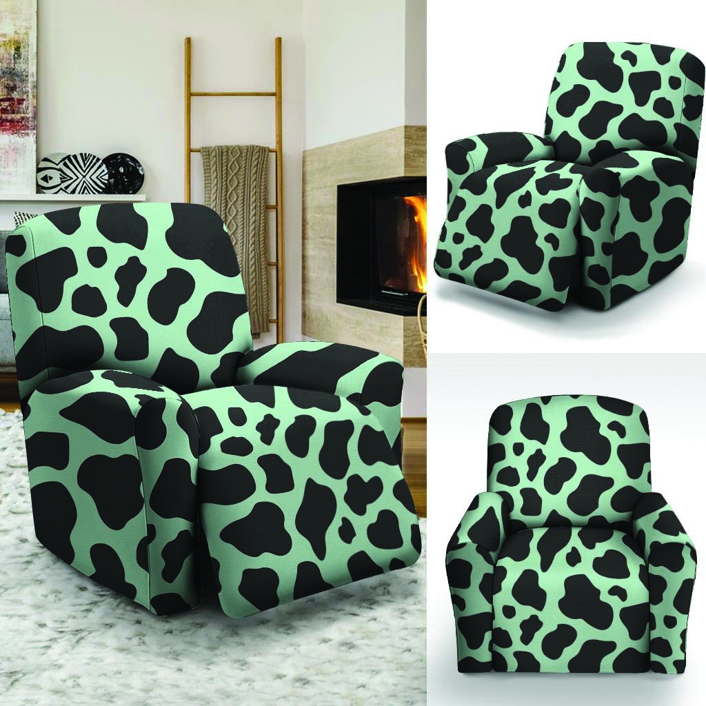 Black And Green Cow Print Recliner Cover-grizzshop