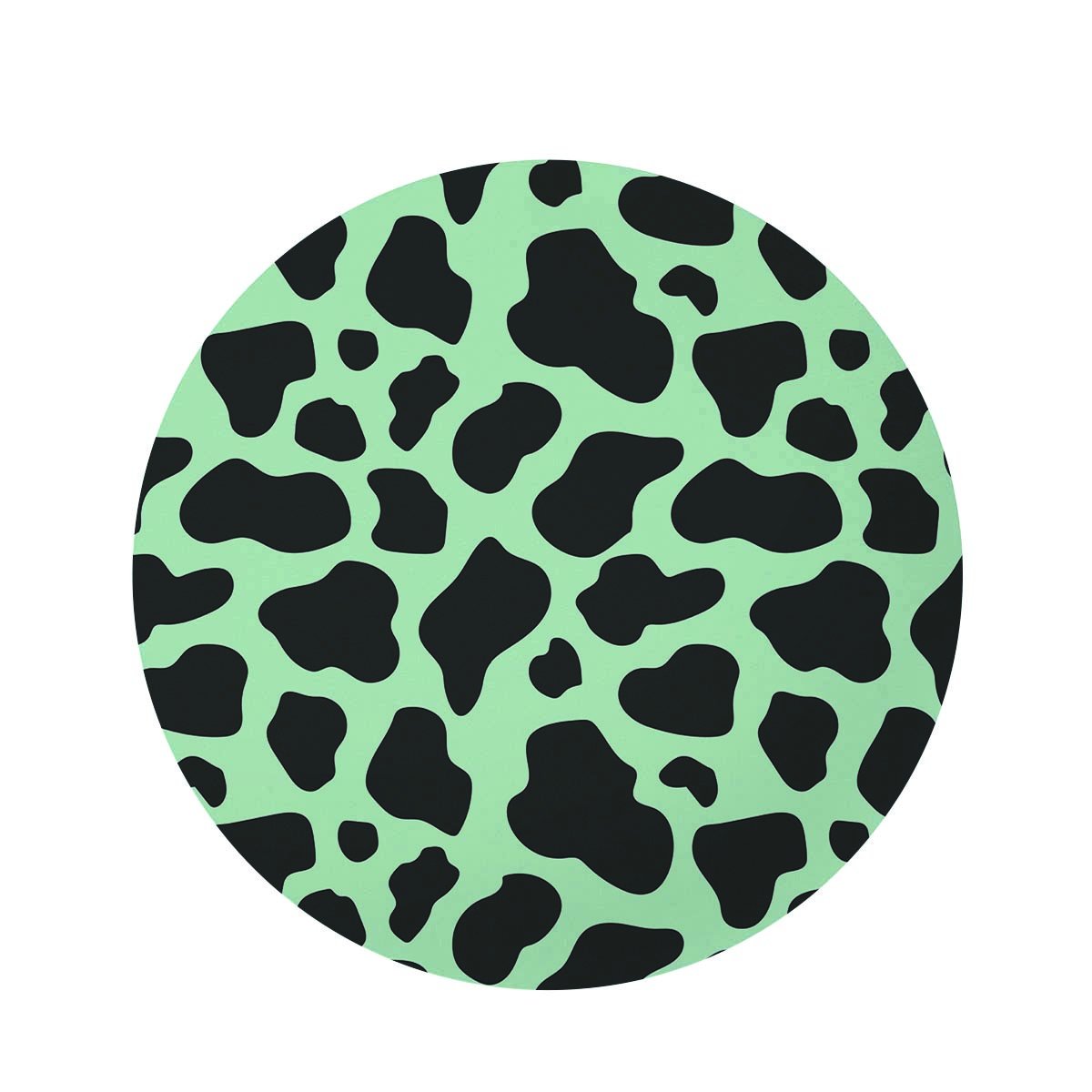 Black And Green Cow Print Round Rug-grizzshop