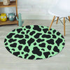 Black And Green Cow Print Round Rug-grizzshop