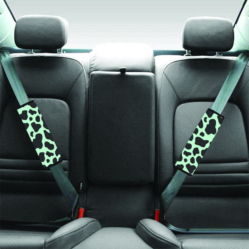 Black And Green Cow Print Seat Belt Cover-grizzshop