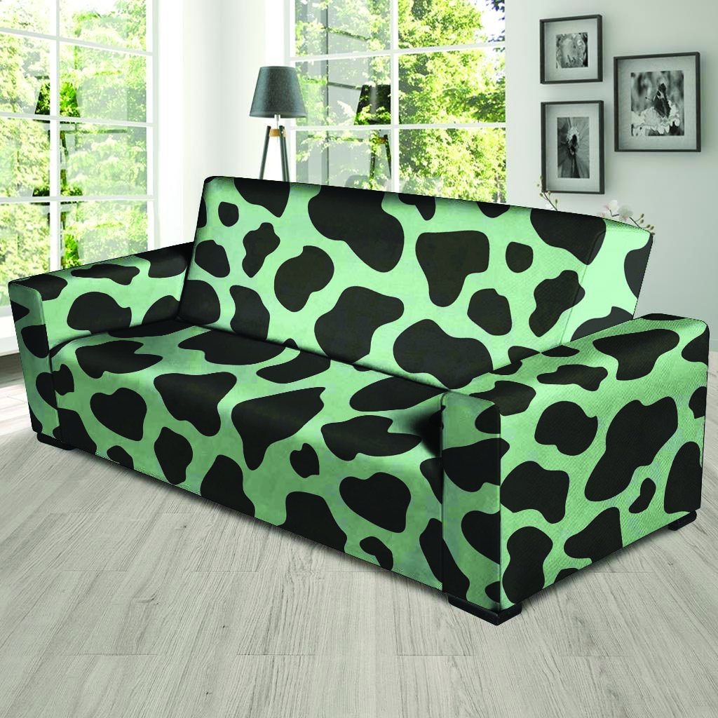 Black And Green Cow Print Sofa Cover-grizzshop