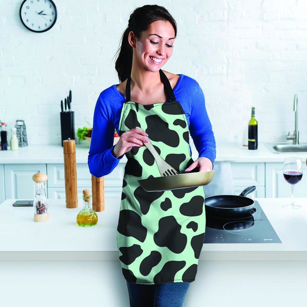 Black And Green Cow Print Women's Apron-grizzshop