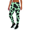 Black And Green Cow Print Women's Joggers-grizzshop