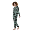 Black And Green Cow Print Women's Pajamas-grizzshop