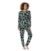 Black And Green Cow Print Women's Pajamas-grizzshop