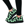 Black And Green Cow Print Women's Sneakers-grizzshop