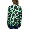 Black And Green Cow Print Women's Sweatshirt-grizzshop