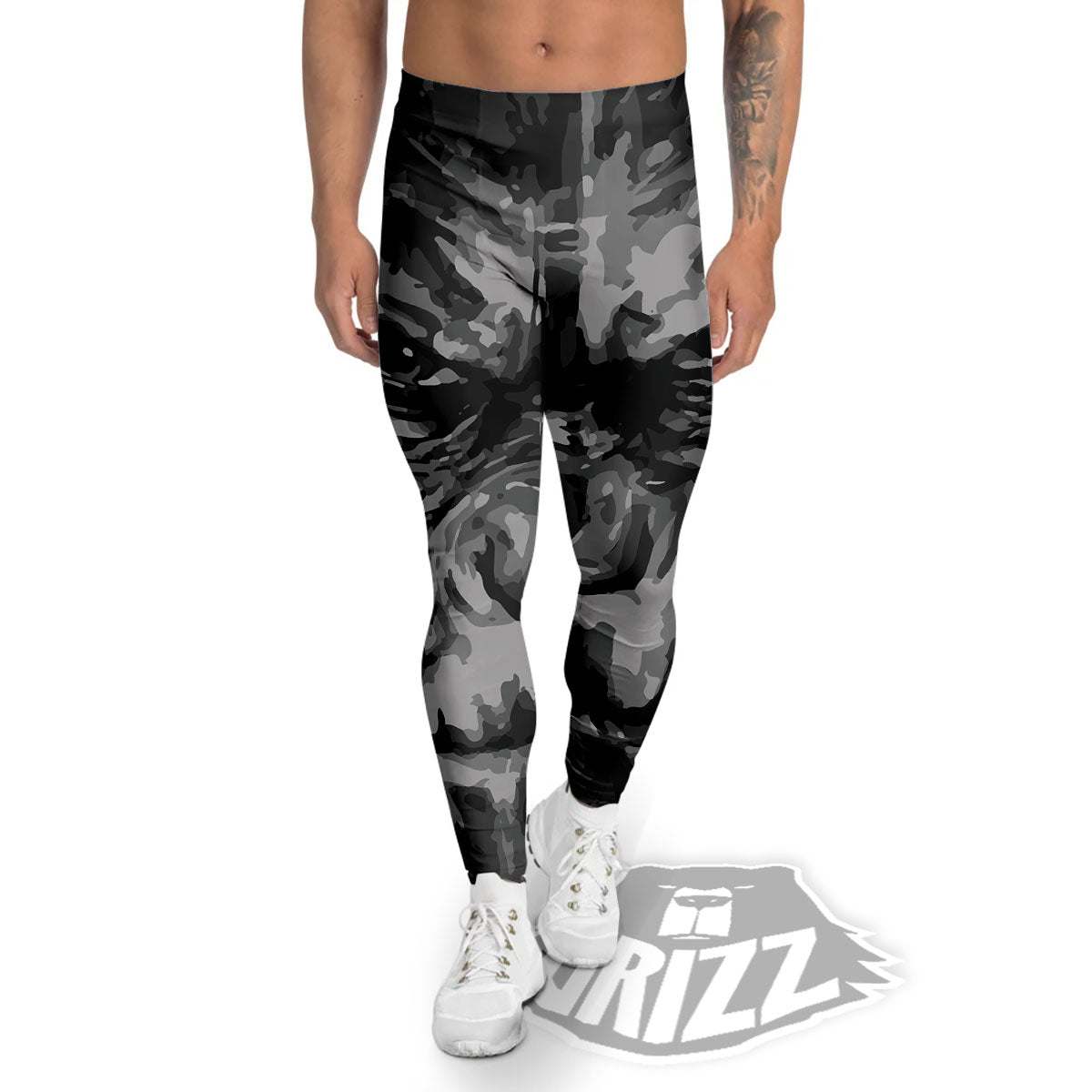 Black And Grey Face Chimpanzee Print Men's Leggings-grizzshop