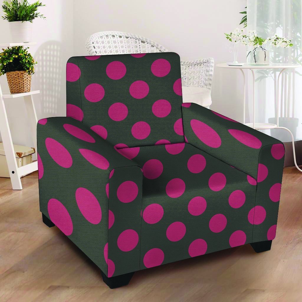 Black And Maroon Polka Dot Armchair Cover-grizzshop