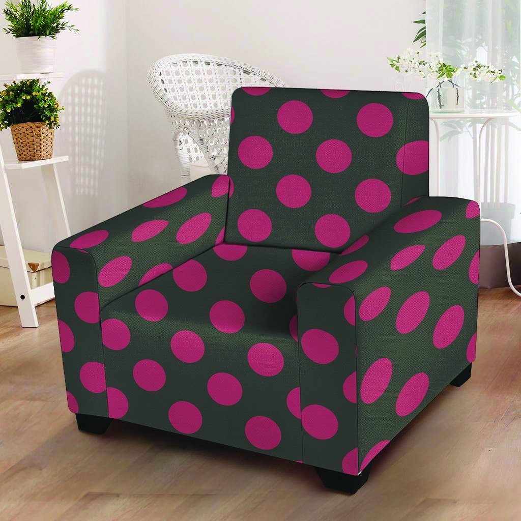 Black And Maroon Polka Dot Armchair Cover-grizzshop