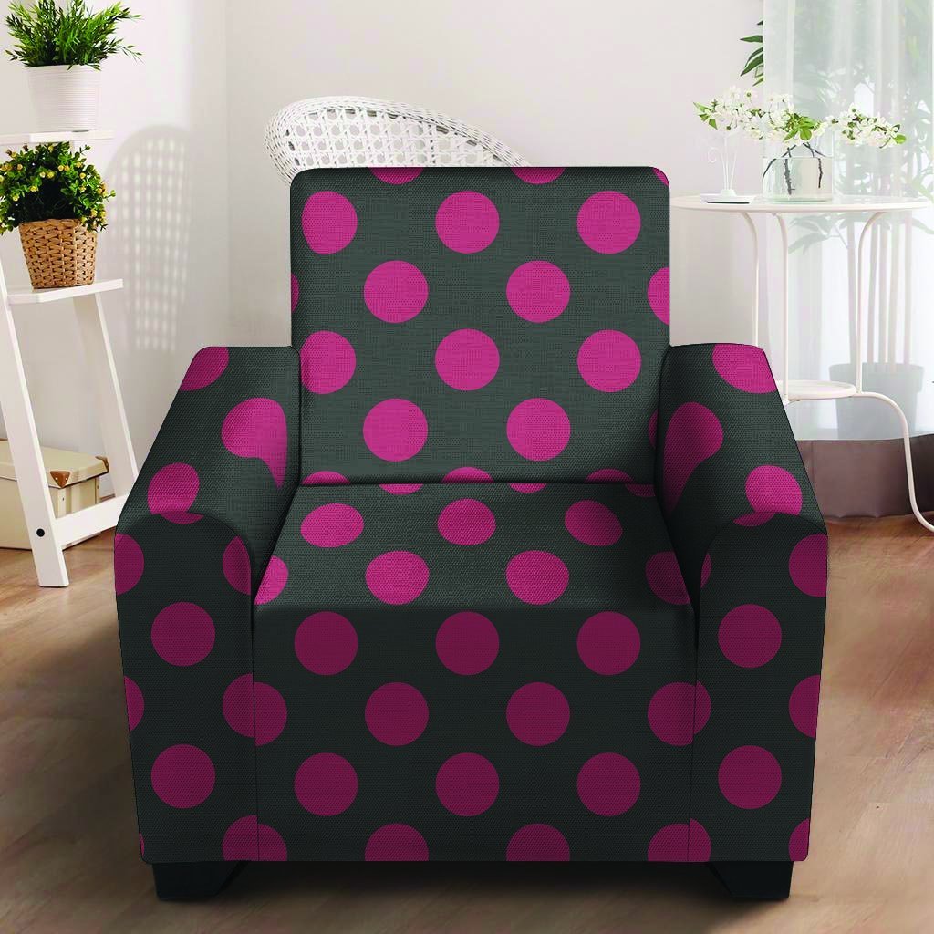 Black And Maroon Polka Dot Armchair Cover-grizzshop