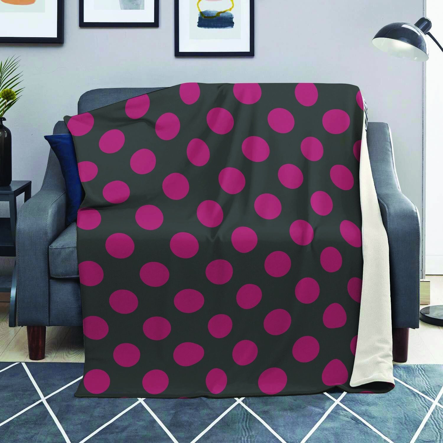 Black And Maroon Polka Dot Blanket-grizzshop