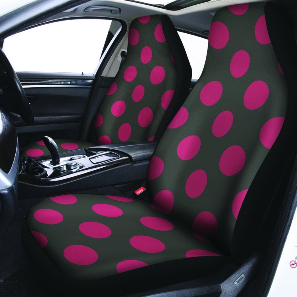 Black And Maroon Polka Dot Car Seat Covers-grizzshop