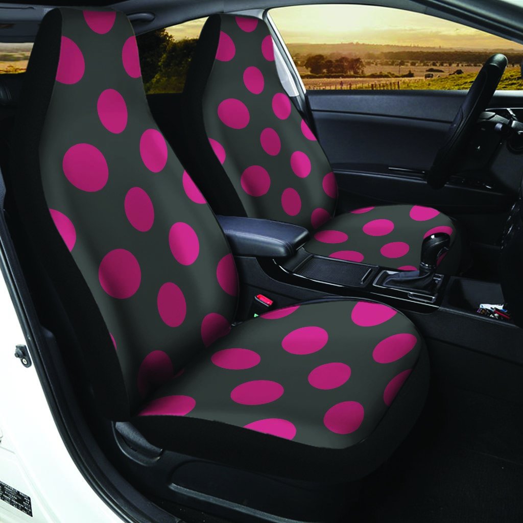 Black And Maroon Polka Dot Car Seat Covers-grizzshop